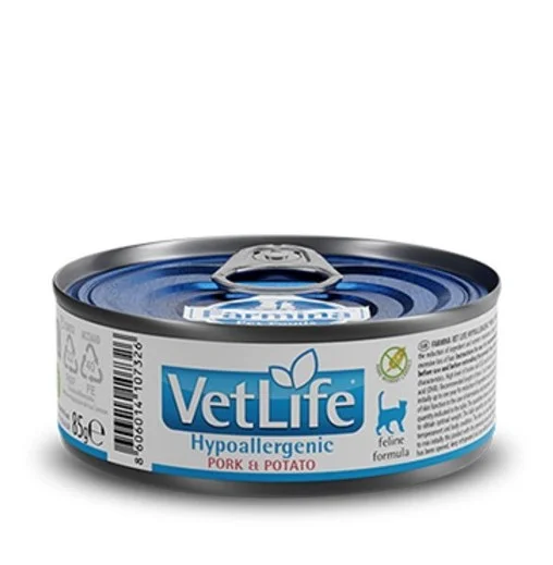 Vet Life Hypoallergenic Pork & Potato – 12×85 g