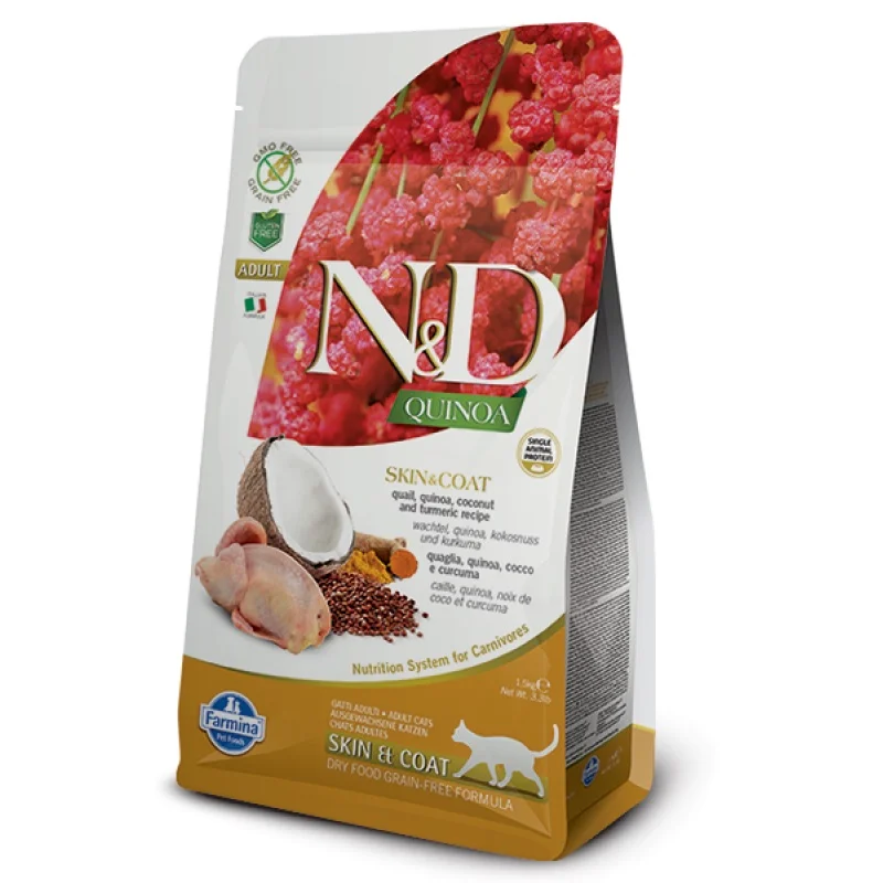 N&D Quinoa Cat Skin&Coat Quail – 1,5 kg