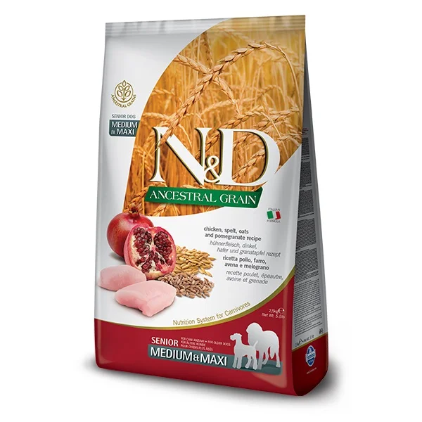 N&D Ancestral Grain Senior Medium&Maxi Chicken&Pomegranate – 12 kg