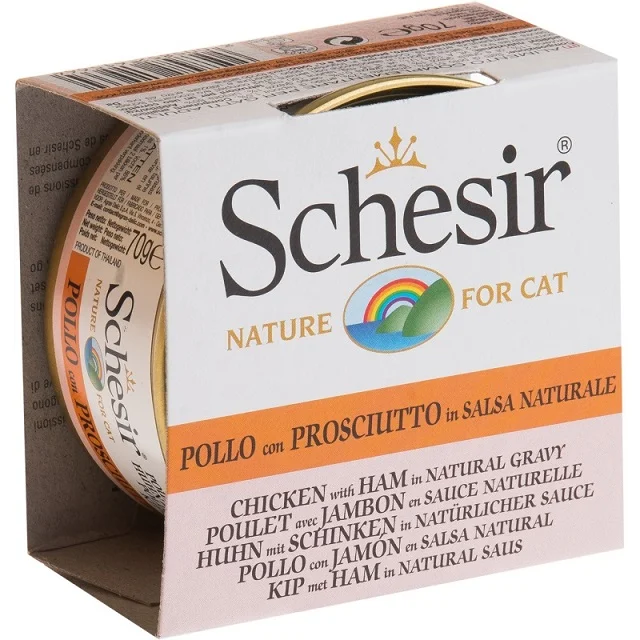 Schesir Cat Piletina i Šunka u prirodnom sosu – 12×70 g