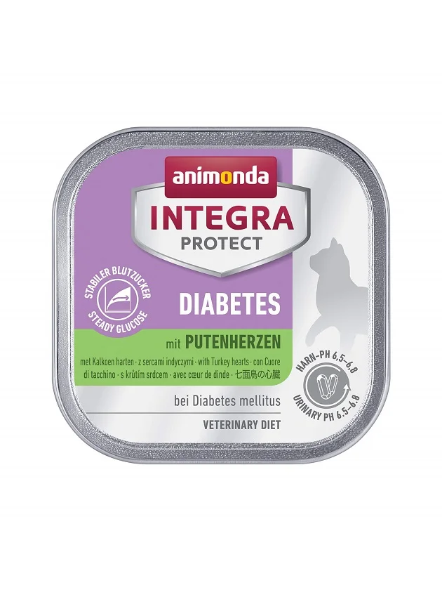 Animonda Integra Protect Cat Diabetes Turkey Hearts – 16x100g