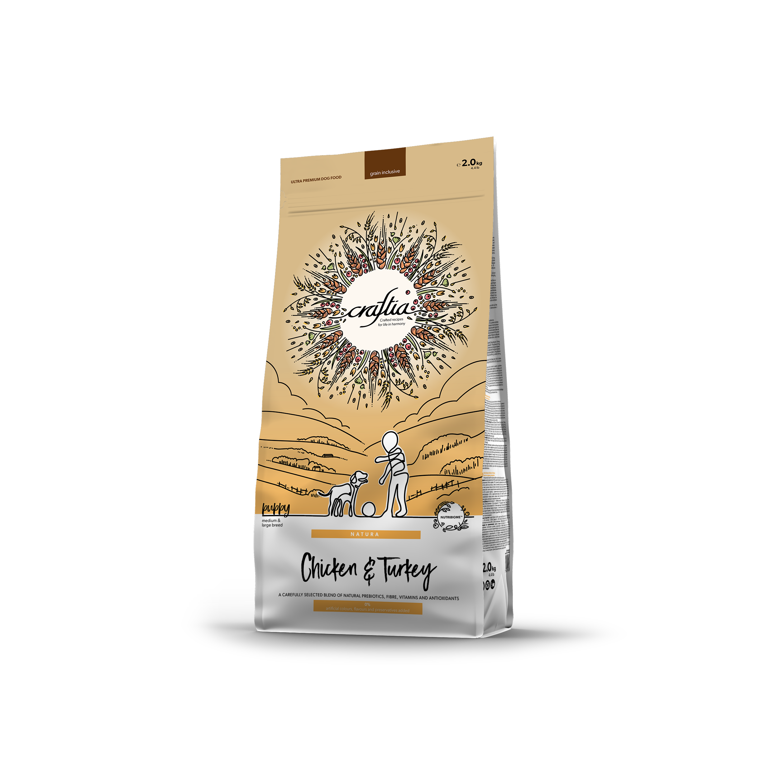 CRAFTIA NATURA CHICKEN & TURKEY PUPPY MEDIUM & LARGE BREED 2 KG [EN]