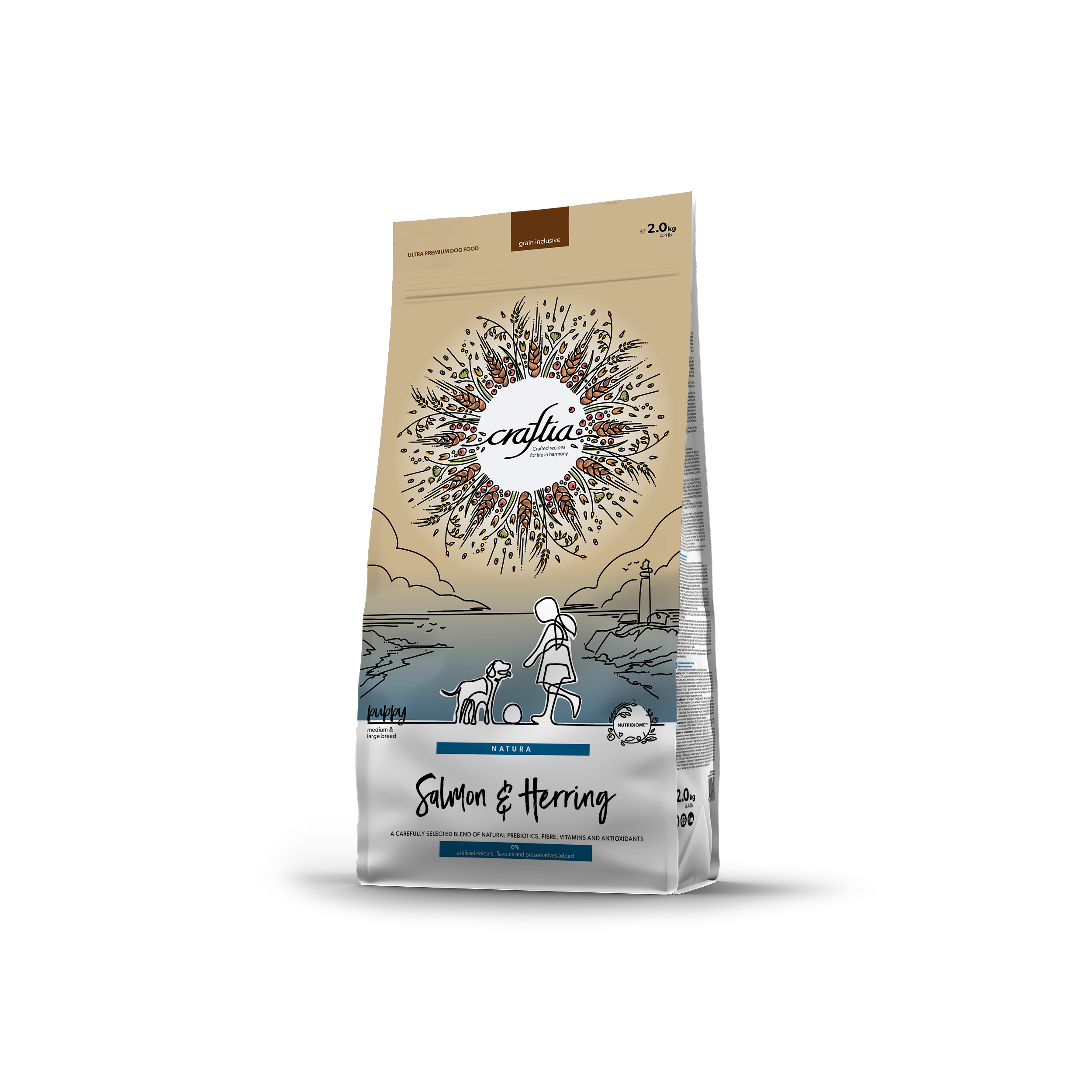CRAFTIA NATURA SALMON & HERRING PUPPY MEDIUM & LARGE BREED 2 KG [EN]