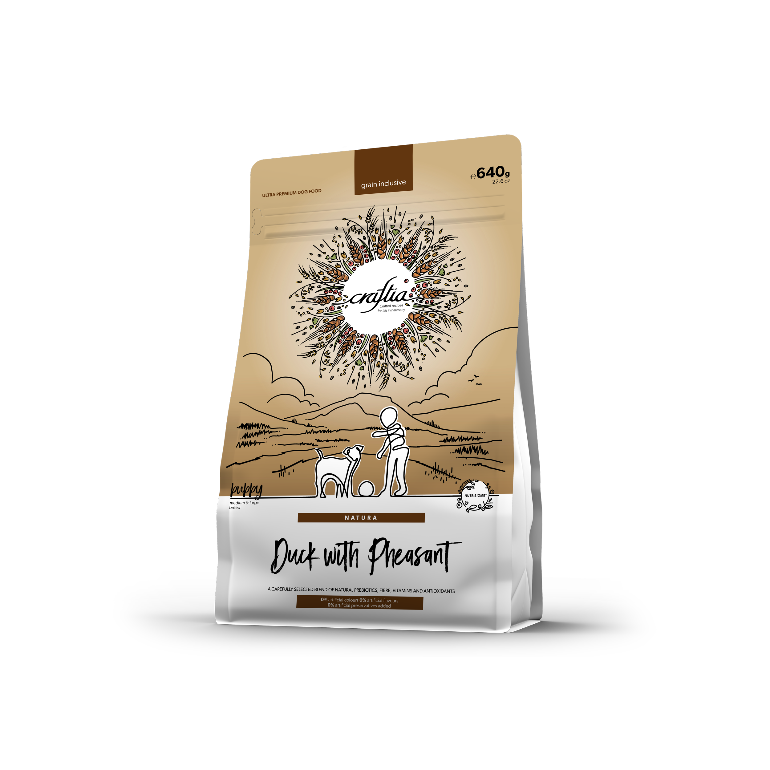 CRAFTIA NATURA DUCK WITH PHEASANT PUPPY MEDIUM & LARGE BREED 640 G [EN]