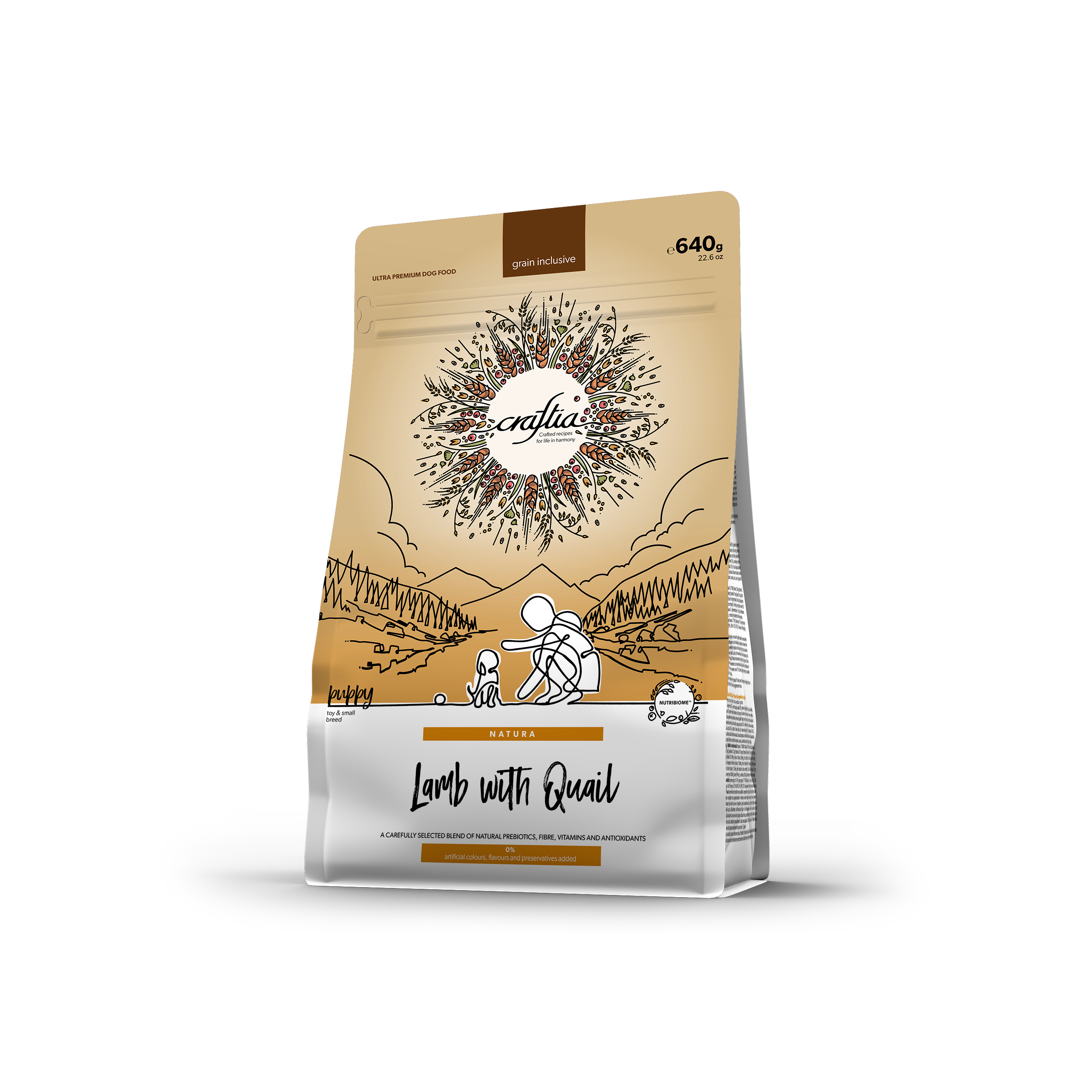 CRAFTIA NATURA LAMB WITH QUAIL PUPPY TOY & SMALL BREED 640 G [EN]