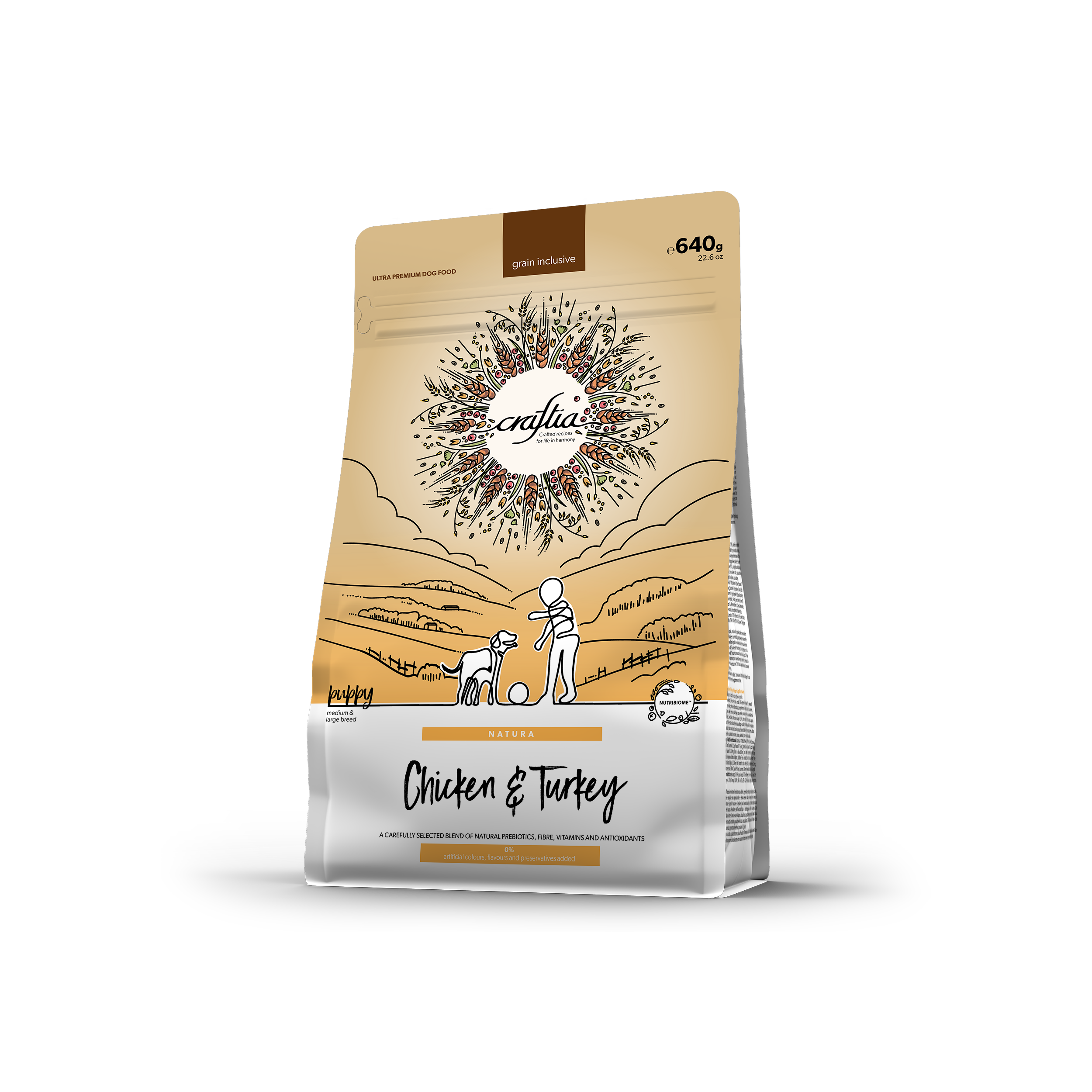 CRAFTIA NATURA CHICKEN & TURKEY PUPPY MEDIUM & LARGE BREED 640 G [EN]
