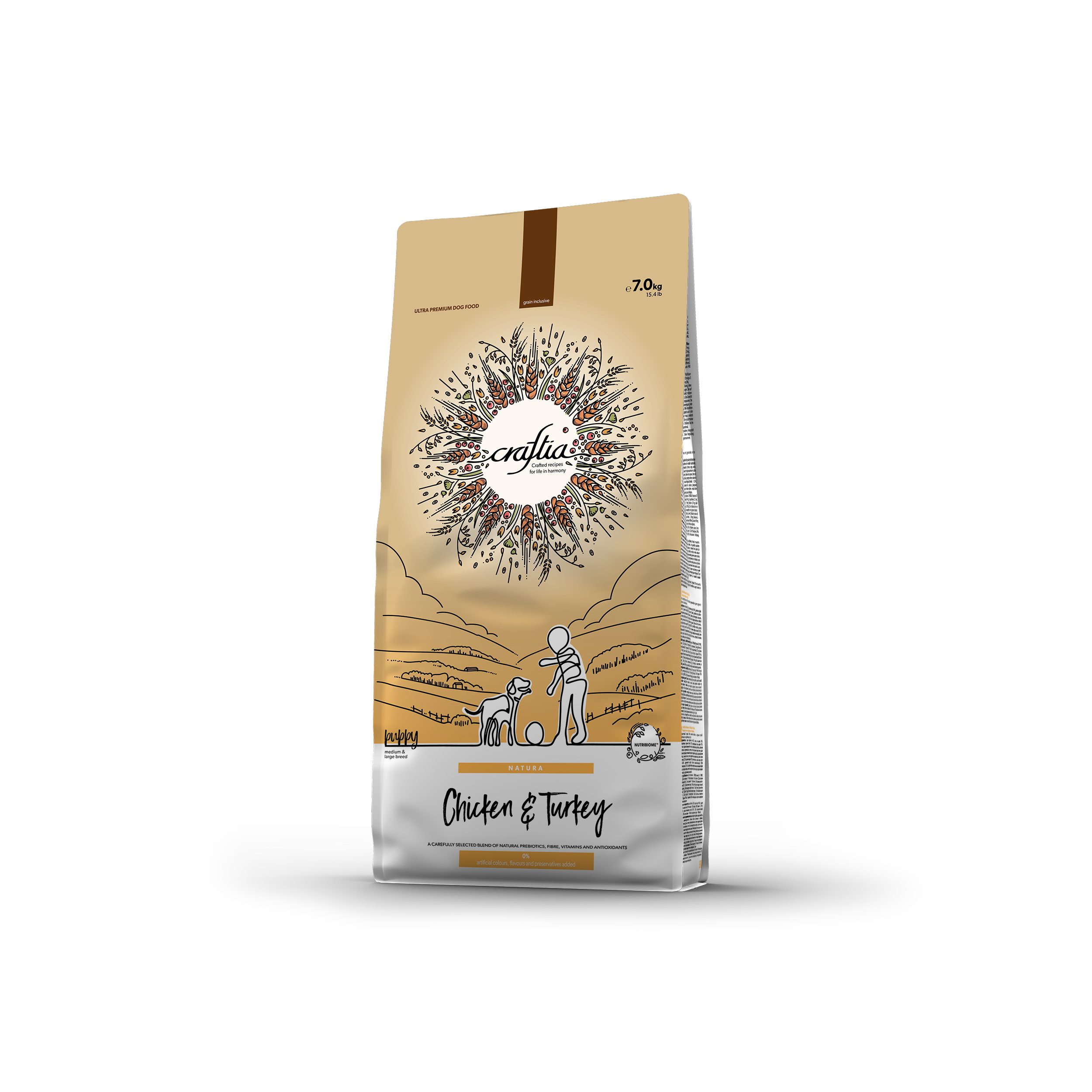 CRAFTIA NATURA CHICKEN & TURKEY PUPPY MEDIUM & LARGE BREED 7 KG [EN]