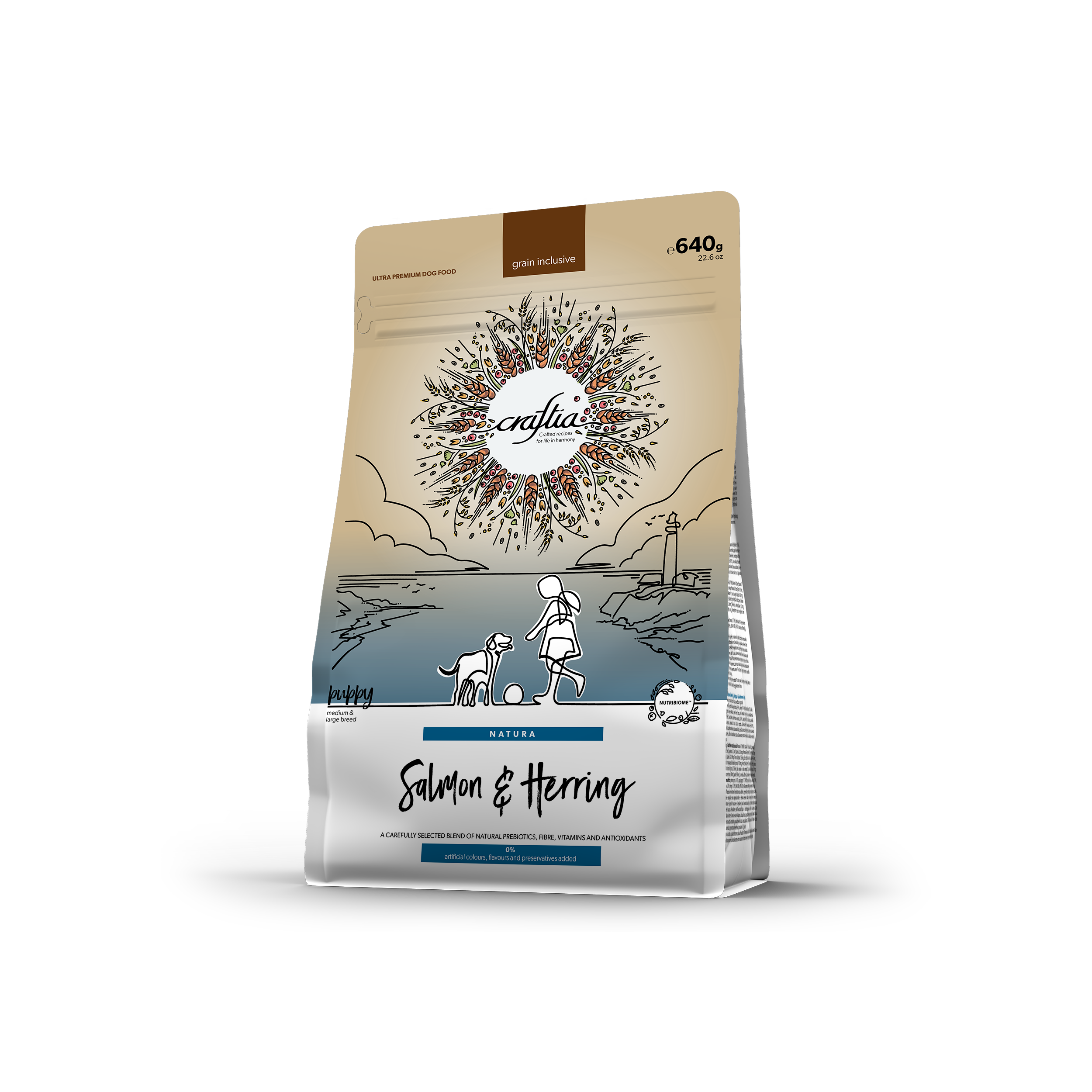 CRAFTIA NATURA SALMON & HERRING PUPPY MEDIUM & LARGE BREED 640 G [EN]