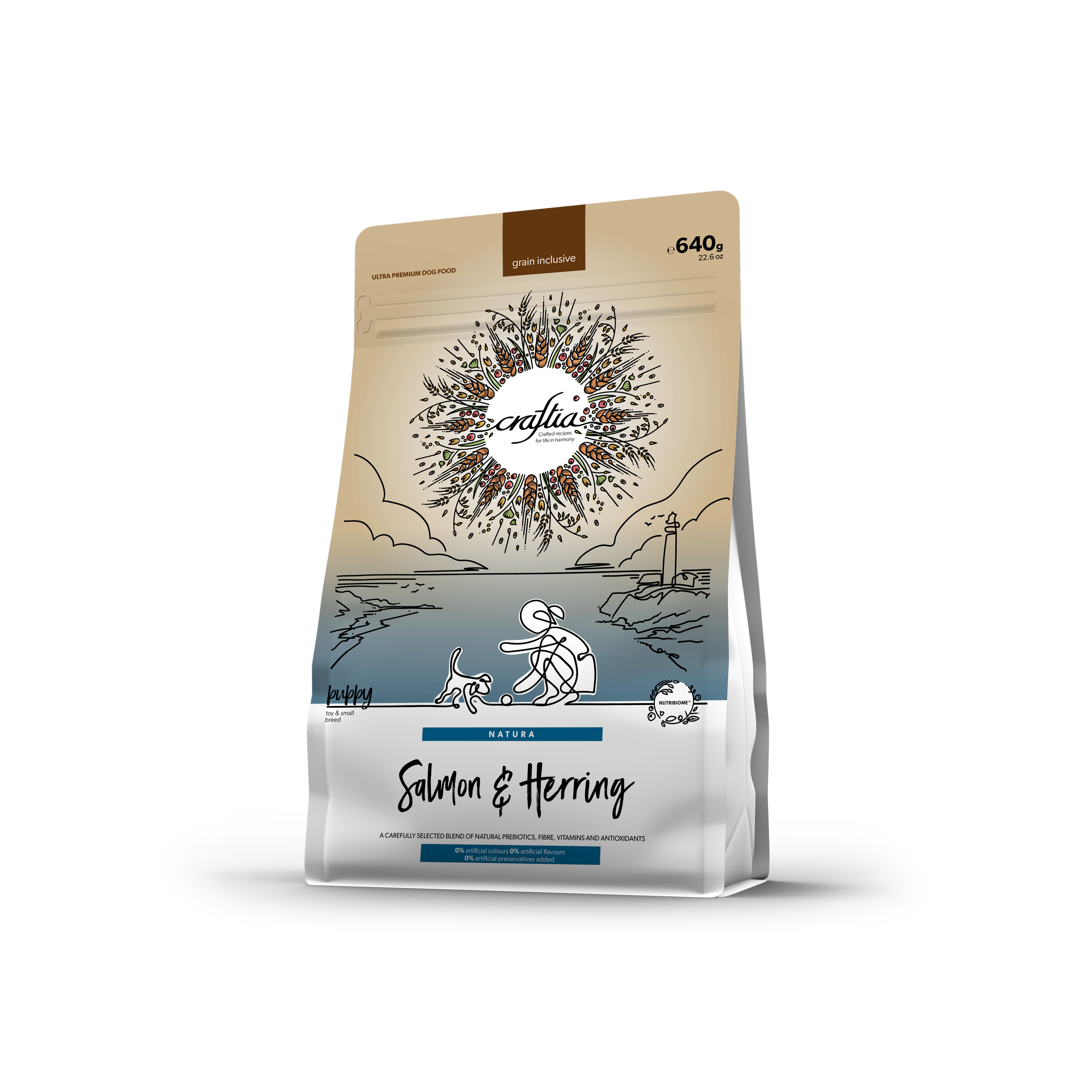 CRAFTIA NATURA SALMON & HERRING PUPPY TOY & SMALL BREED 640 G [EN]
