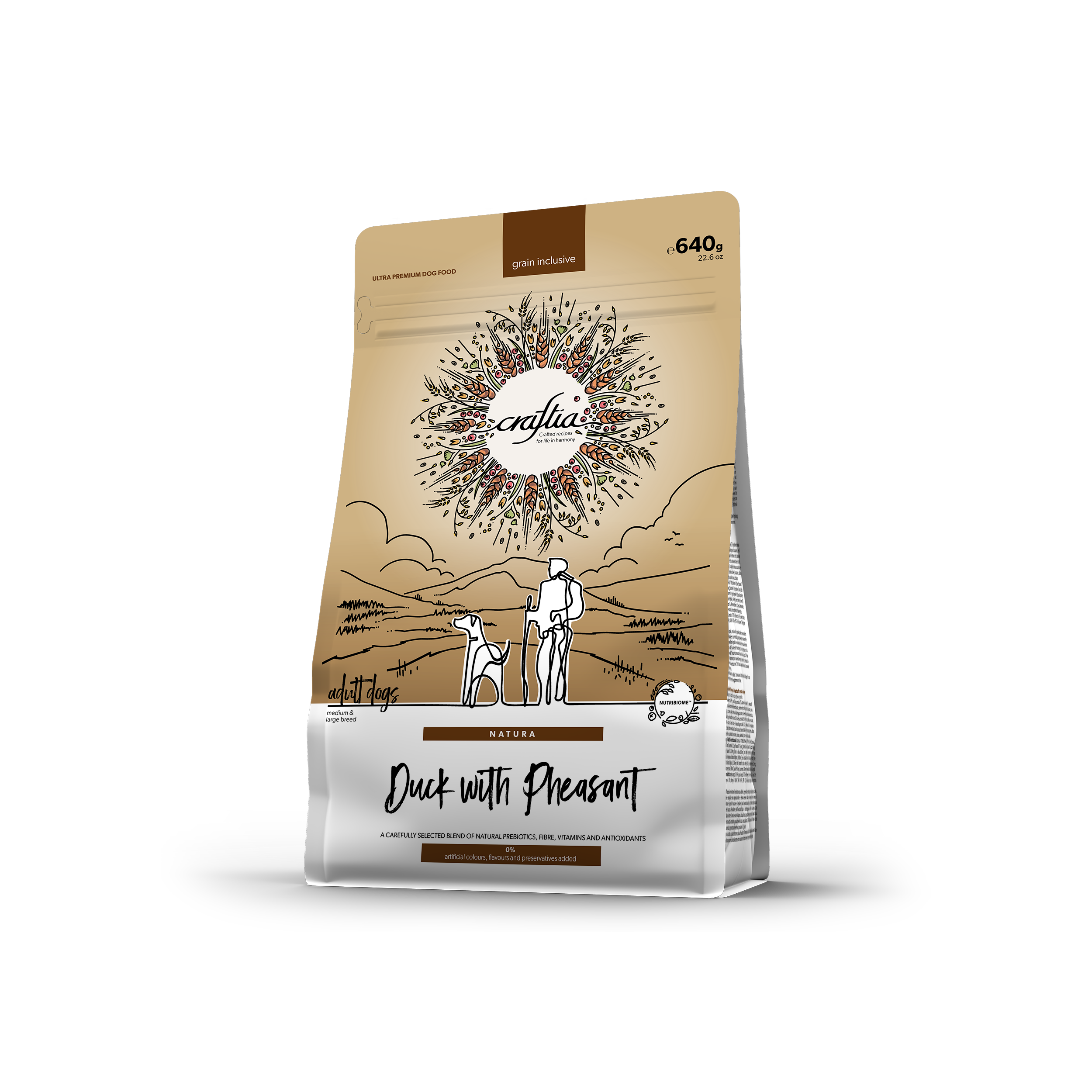 CRAFTIA NATURA DUCK WITH PHEASANT ADULT DOG MEDIUM & LARGE BREED 640 G [EN]