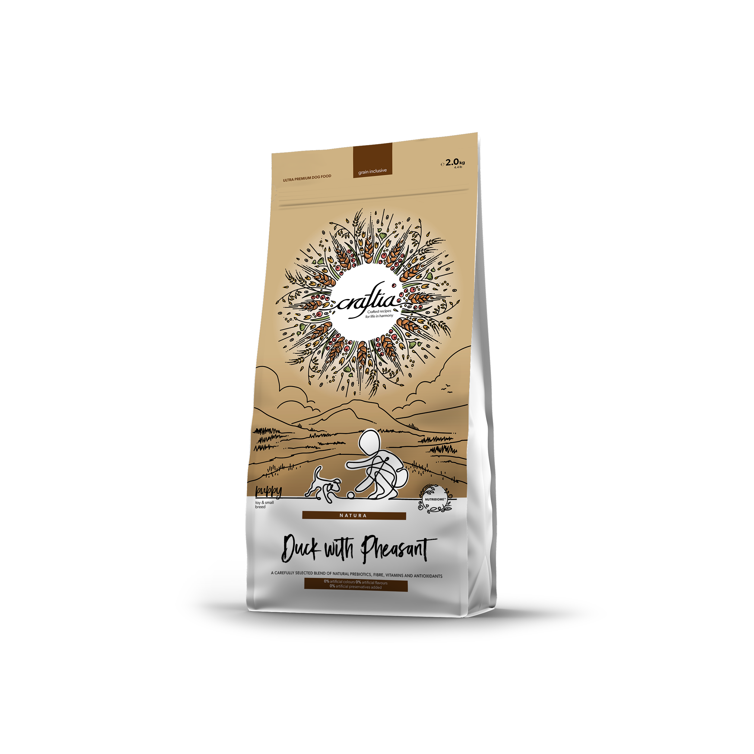 CRAFTIA NATURA DUCK WITH PHEASANT PUPPY TOY & SMALL BREED 2 KG [EN]