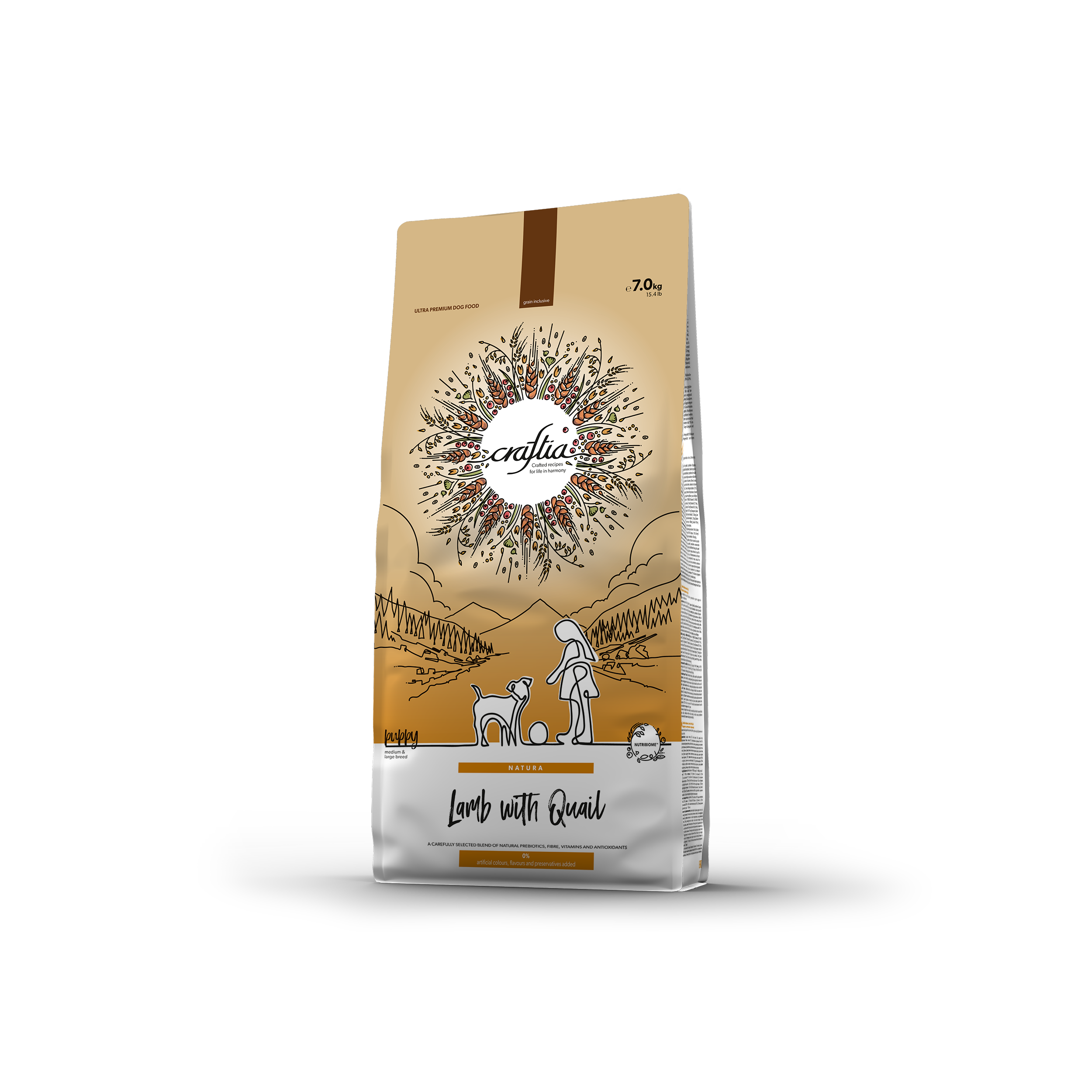 CRAFTIA NATURA LAMB WITH QUAIL PUPPY MEDIUM & LARGE BREED 7 KG [EN]