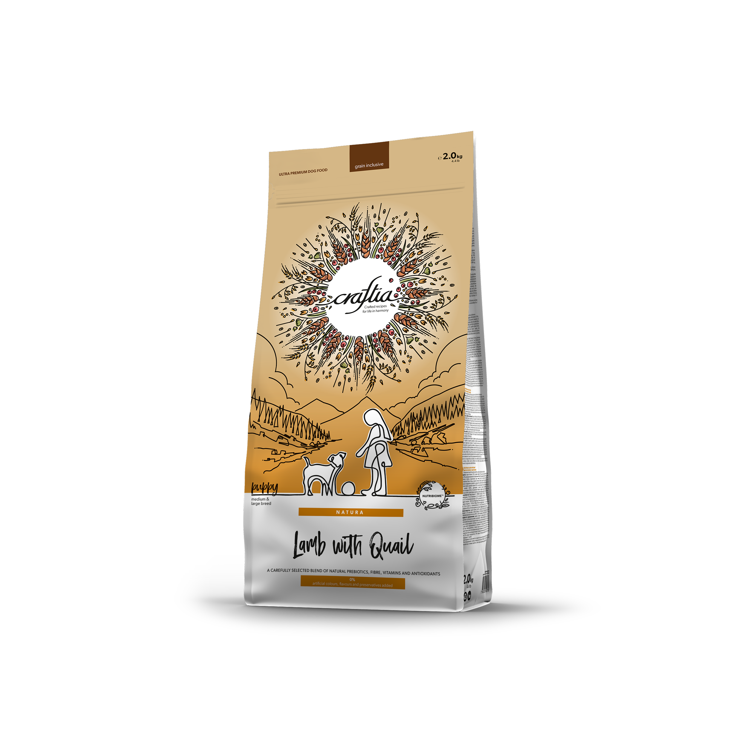 CRAFTIA NATURA LAMB WITH QUAIL PUPPY MEDIUM & LARGE BREED 2 KG [EN]