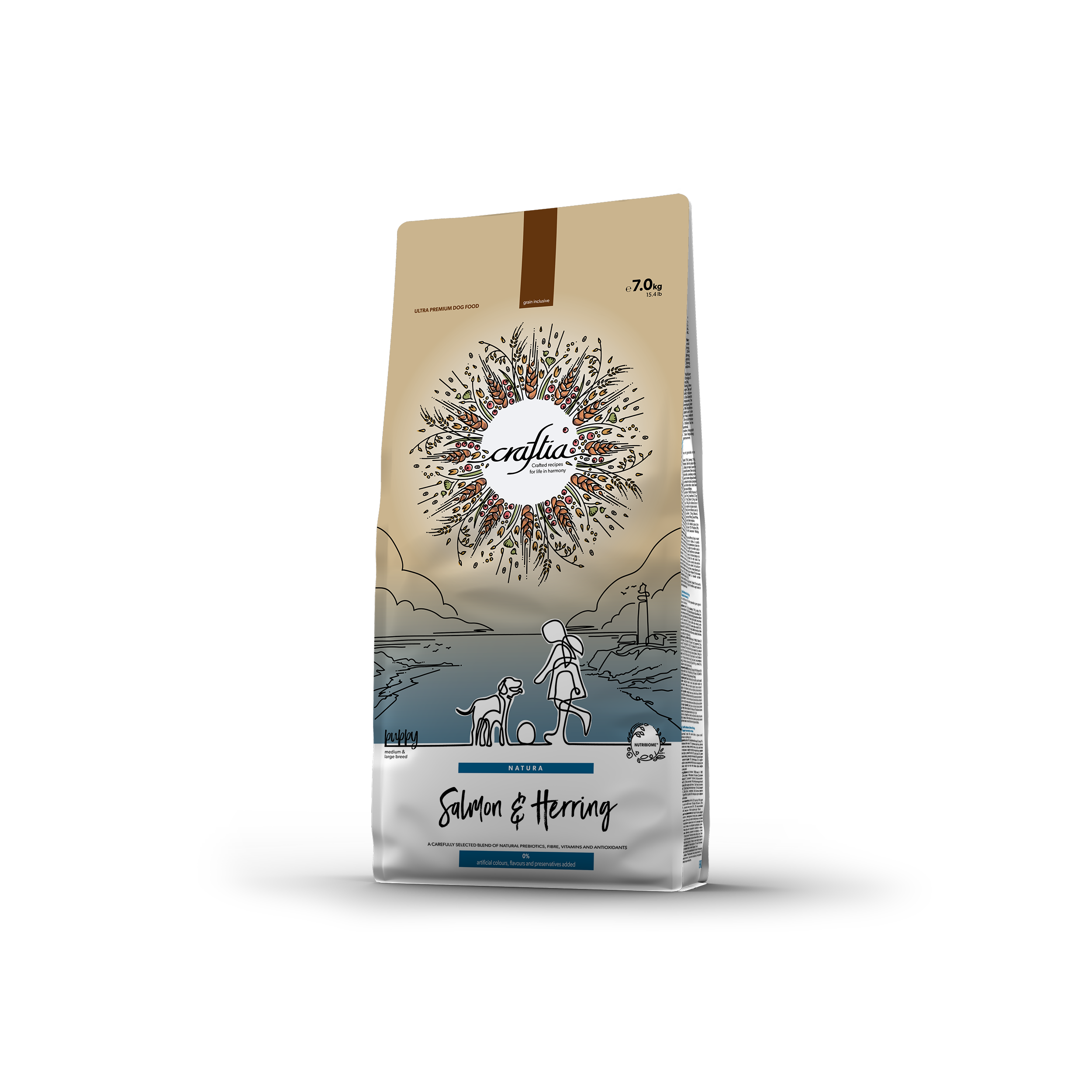 CRAFTIA NATURA SALMON & HERRING PUPPY MEDIUM & LARGE BREED 7 KG [EN]