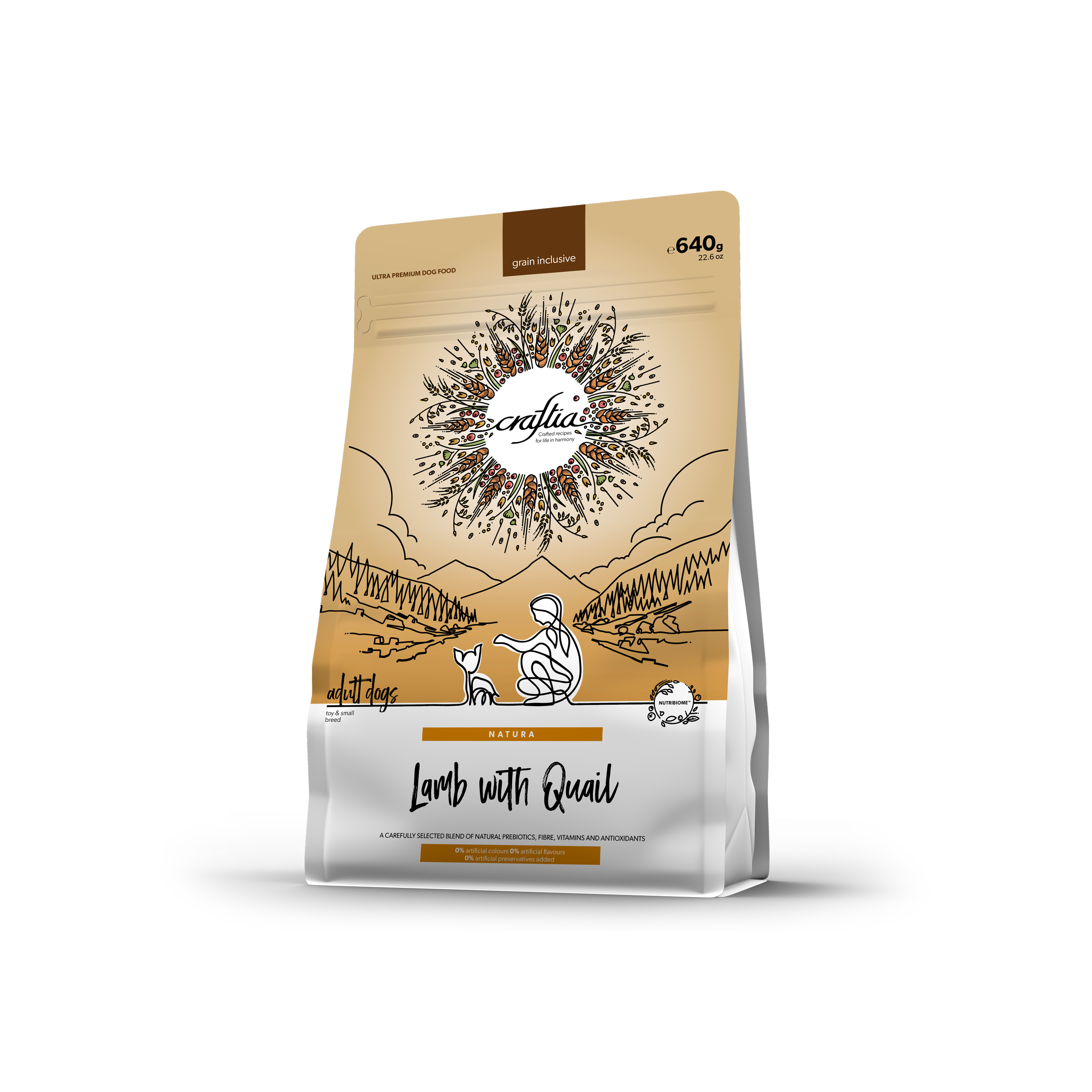 CRAFTIA NATURA LAMB WITH QUAIL ADULT DOG TOY & SMALL BREED 640 G [EN]
