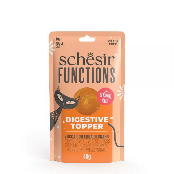 Schesir Functions Digestive Topper za mačke sa bundevom i pšeničnom travom 12x40g