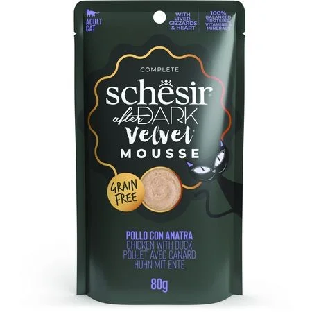 Schesir After Dark Velvet Mousse za mačke sa piletinom i patkom 12x80g