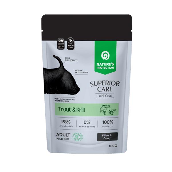 Nature's Protection Superior Care Dark Coat Trout and Krill Dog 85g