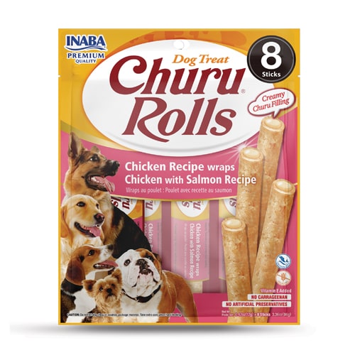 Inaba Dog Churu Rolls sa piletinom i lososom 8x10g