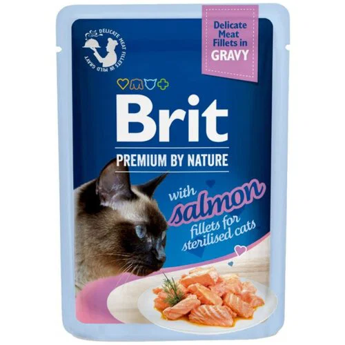 Brit Premium by Nature sa filetima lososa za sterilisane mačke u sosu 85g