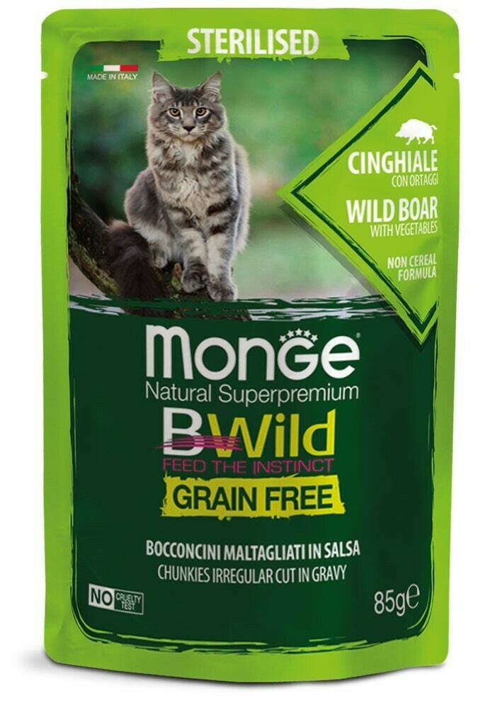 Monge Bwild Sterilised Cat Wild Boar with Vegetables  85g