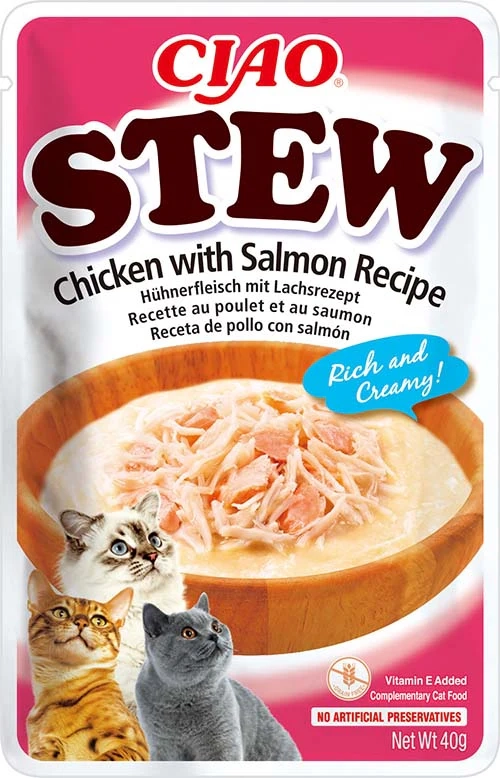 Ciao Cat Stew pileći čorbasti obrok sa lososom 40g