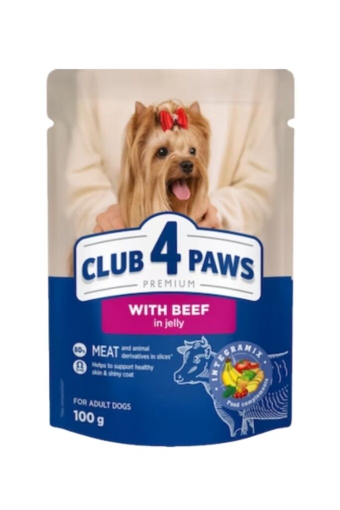 Club 4 Paws Premium za odrasle pse sa govedinom u želeu 100g