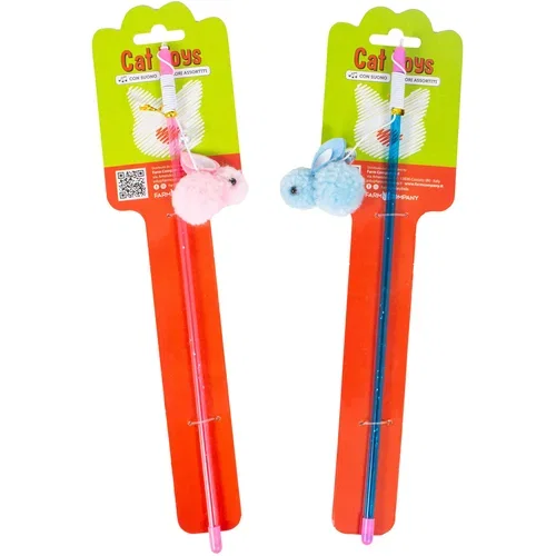 Farmcompany Igračka za mačke -mačiji štap sa plišanim zecom 30cm