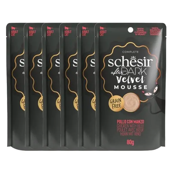 Schesir After Dark Velvet Mousse za mačke sa piletinom i govedinom 12x80g