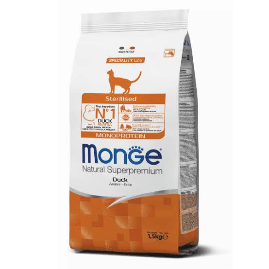 Monge Sterilised Duck for cat 10kg(cena po 1 kg)