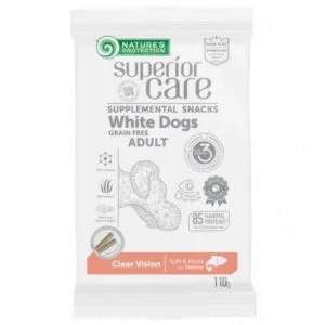 Nature's Protection Superior Care White Dogs Clear Vision bezžitna poslastica sa lososom za odrasle pse belog krzna 110g