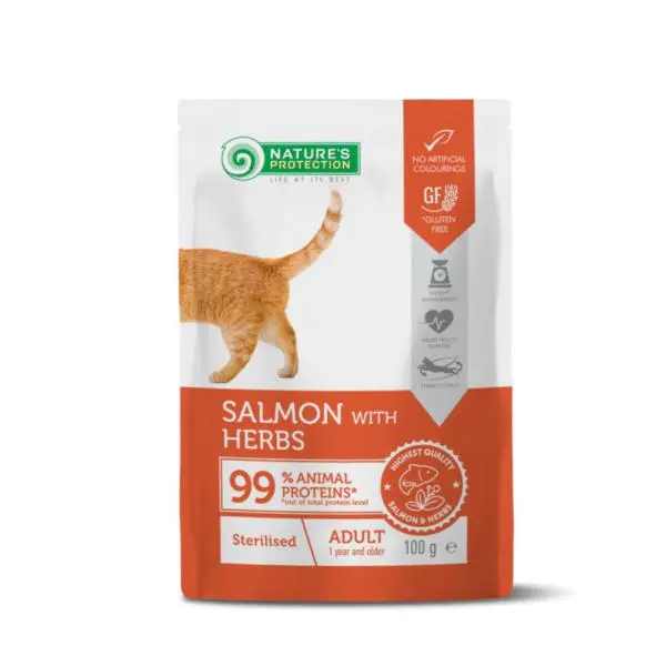 Nature's Protection Sterilised Adult Salmon with Herbs 100g