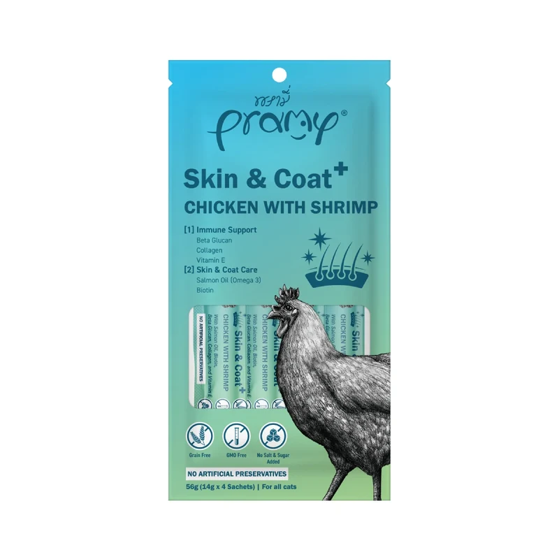 Pramy Skin & Coat+ Chicken with Shrimp 4x14g (56g)