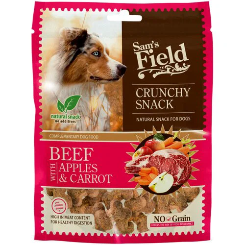 Sam's Field Crunchy Snack sa govedinom, jabukom i šargarepom za pse 200g
