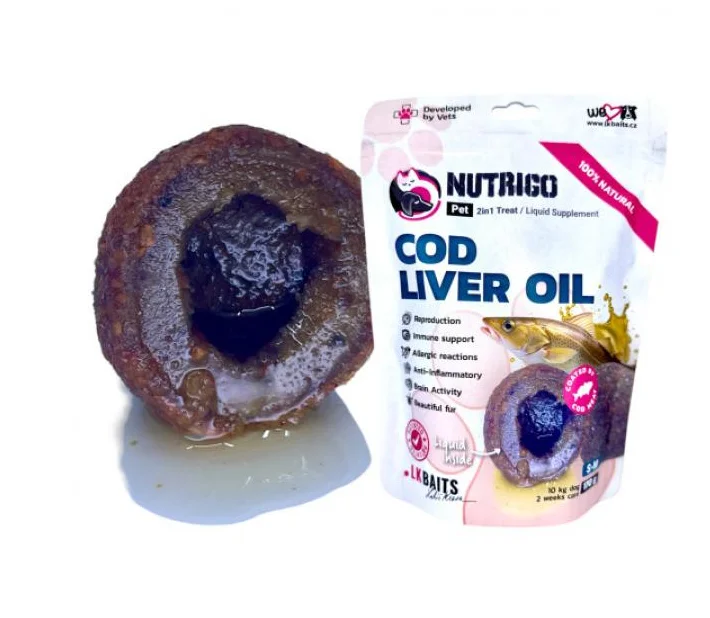 LK Baits Nutrigo Pet Cod Liver Oil S-M 2u1 poslastica i suplement sa uljem jetre bakalara za pse 170g