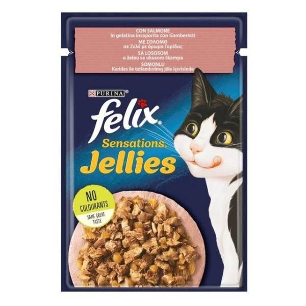 PURINA Felix Sensations Jellies sa lososom u želeu sa ukusom skampa 85g