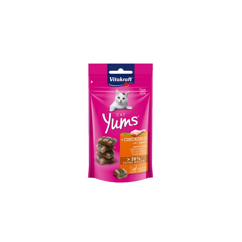 Vitakraft Cat Yums sa piletinom i mačijom travom za probavu 40g